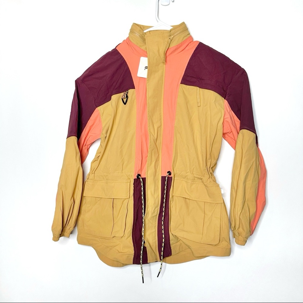 Fabletics The Heights Cargo Hooded Jacket Golden Wheat Multi Sz S NWT